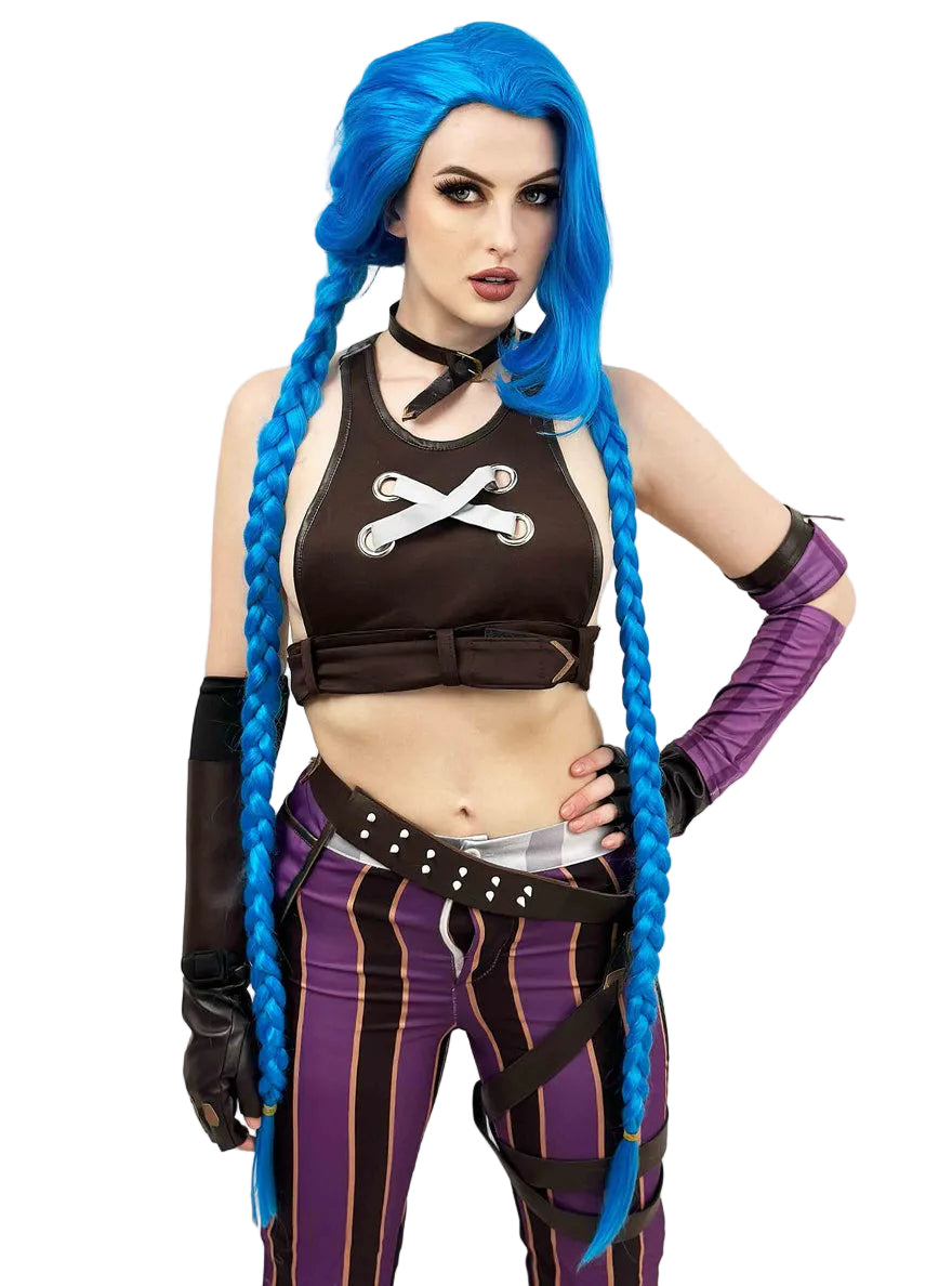 Blue Legend Womens Long Blue Plaits Cosplay Costume Wig - Alternative Image