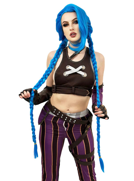 Blue Legend Womens Long Blue Plaits Cosplay Costume Wig - Main Image