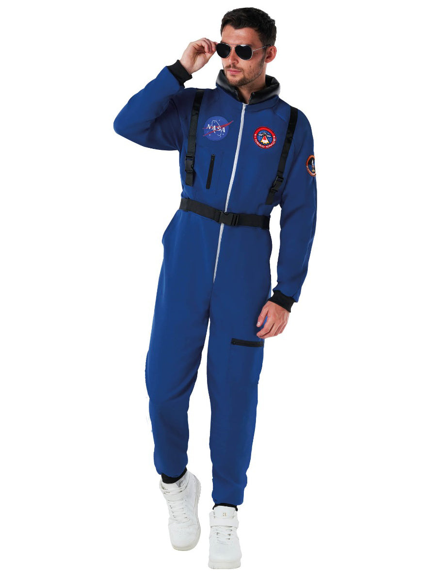 Plus Size Blue Mens Astronaut Jumpsuit - Alternate Image