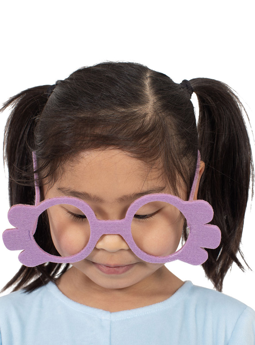 The Grannies Girls Purple Felt Bluey Costume Glasses - Alternative Image