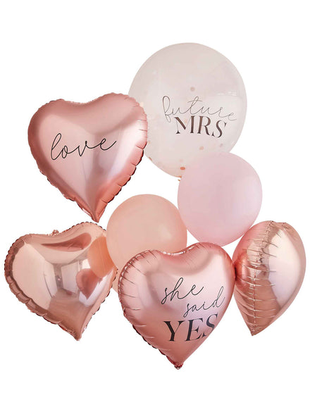 pink heart foil engagement balloon set - Main image