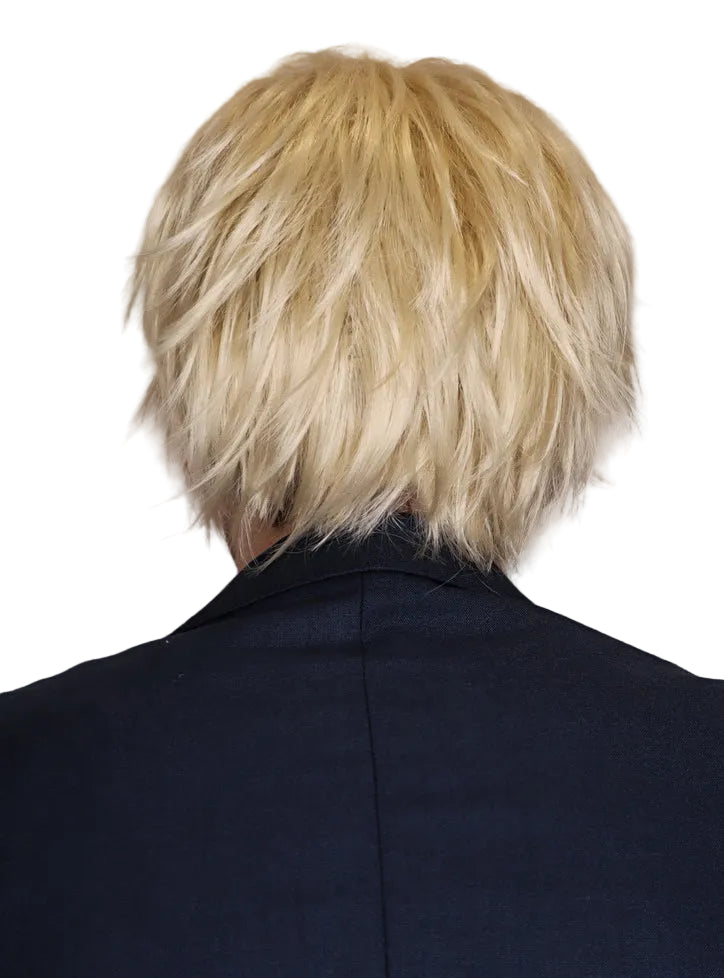Boris Mens Messy Short Blonde Costume Wig - Back Image