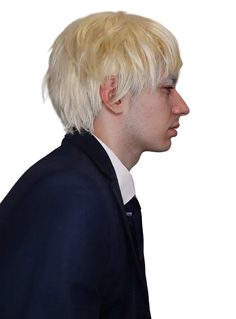 Boris Mens Messy Short Blonde Costume Wig - Side Image
