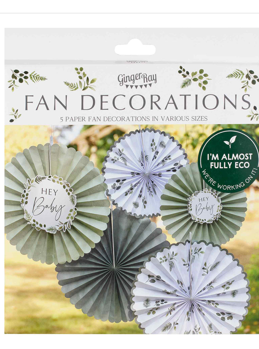 Botanical Baby Paper Fans 5 Pack - Packaging Image