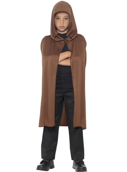 Brown Hooded Boys Basic Costume Cape - Main Image