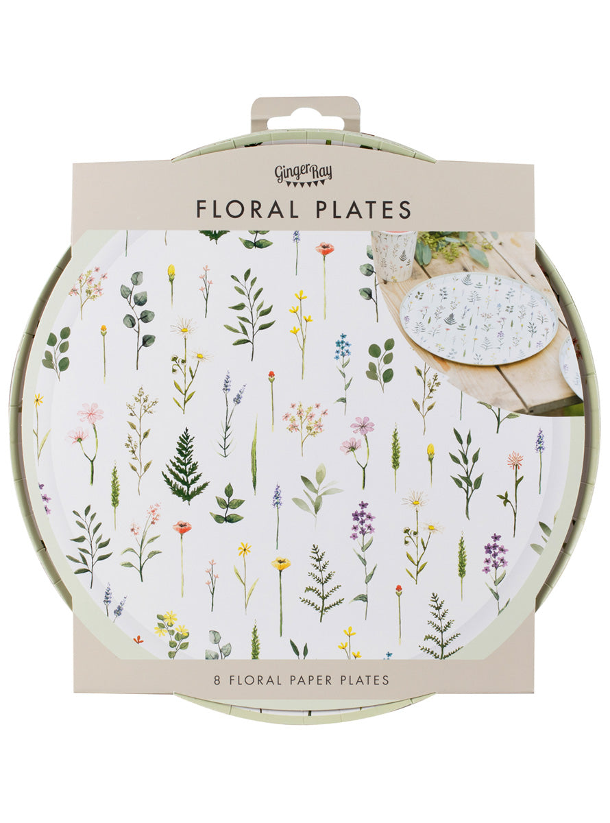 Bridal Bloom 8 Pack Floral Paper Plates – Packaging Image