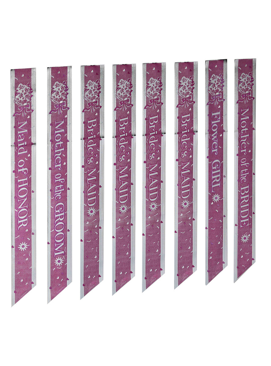 Bridal Party 8 Pack Pink Hens Night Sashes