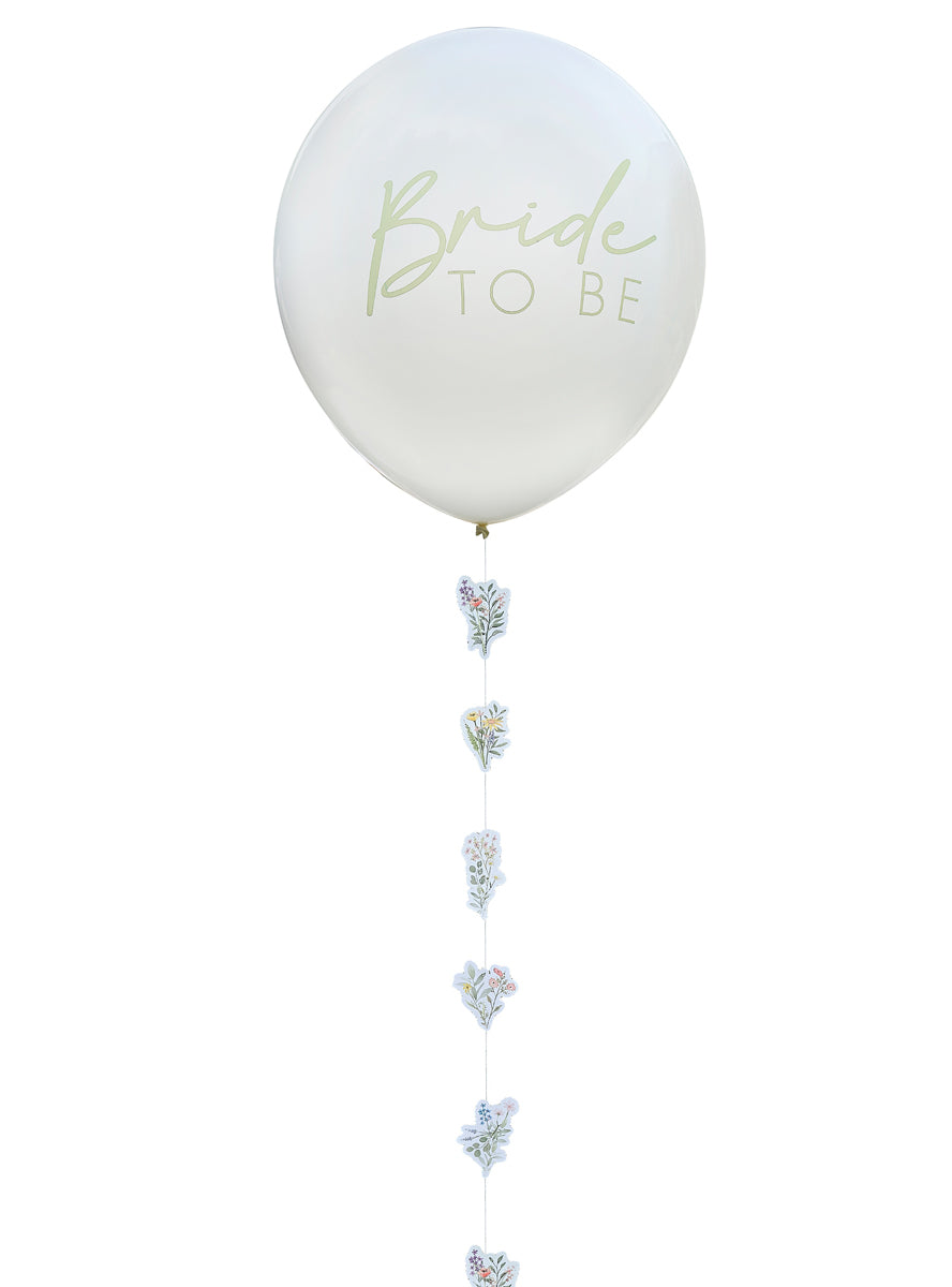 white bridal shower bride to be flower balloon - main image