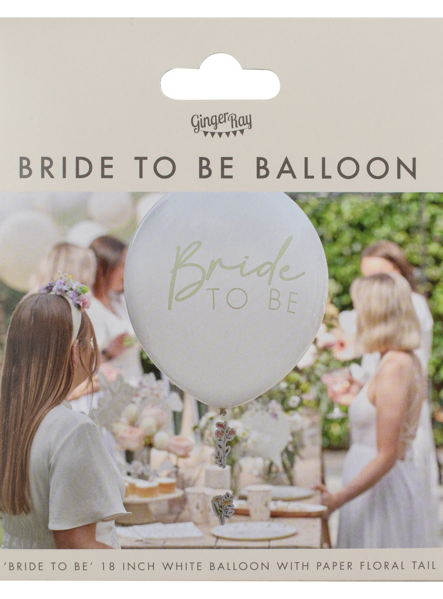 white bridal shower bride to be flower balloon - packaging image