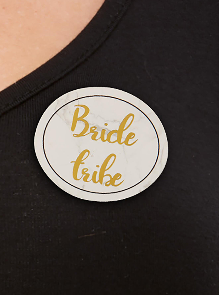 Gold Hen Party 5 Pack Bride To be And Bride Tribe Badges - Bride Tribe Image