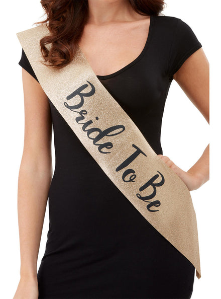 Gold Glitter Bride To Be Hens Party Sash - Main Image