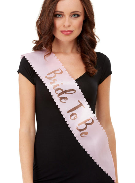 Pink And Gold Bride To Be Hens Party Sash - Main Image