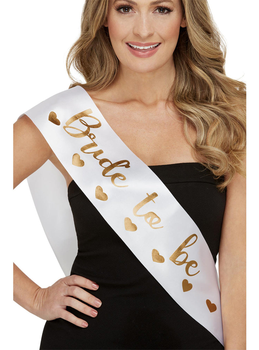 Gold Hearts Bride To Be Hens Party Sash - Main Image