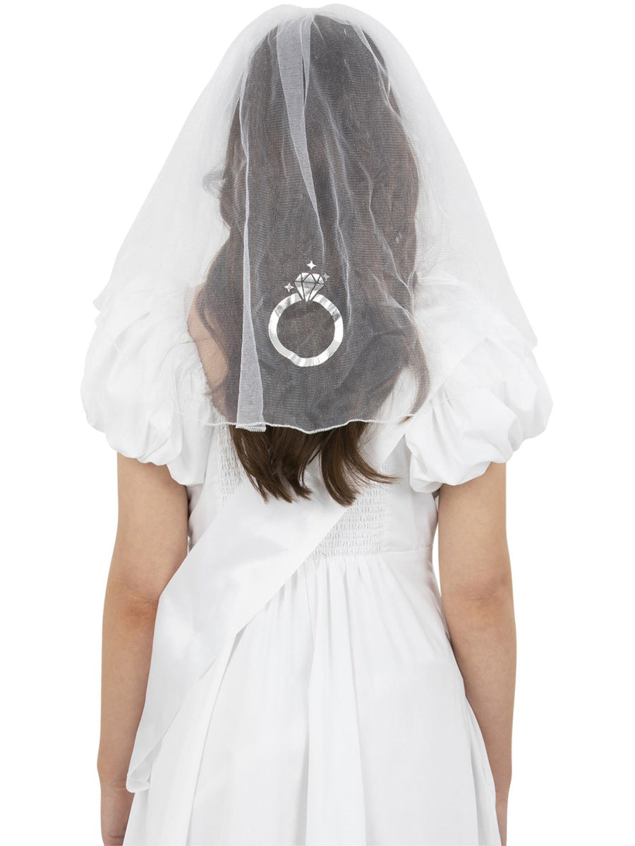 Bride To Be Whit Hens Night Veil And Sash Set - Back Image