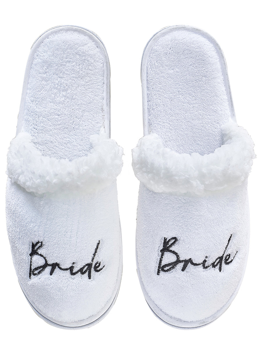 white fluffy brides wedding slippers - alternative image