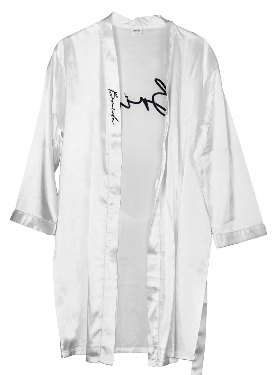 white satin wedding bridal robe - alternative image
