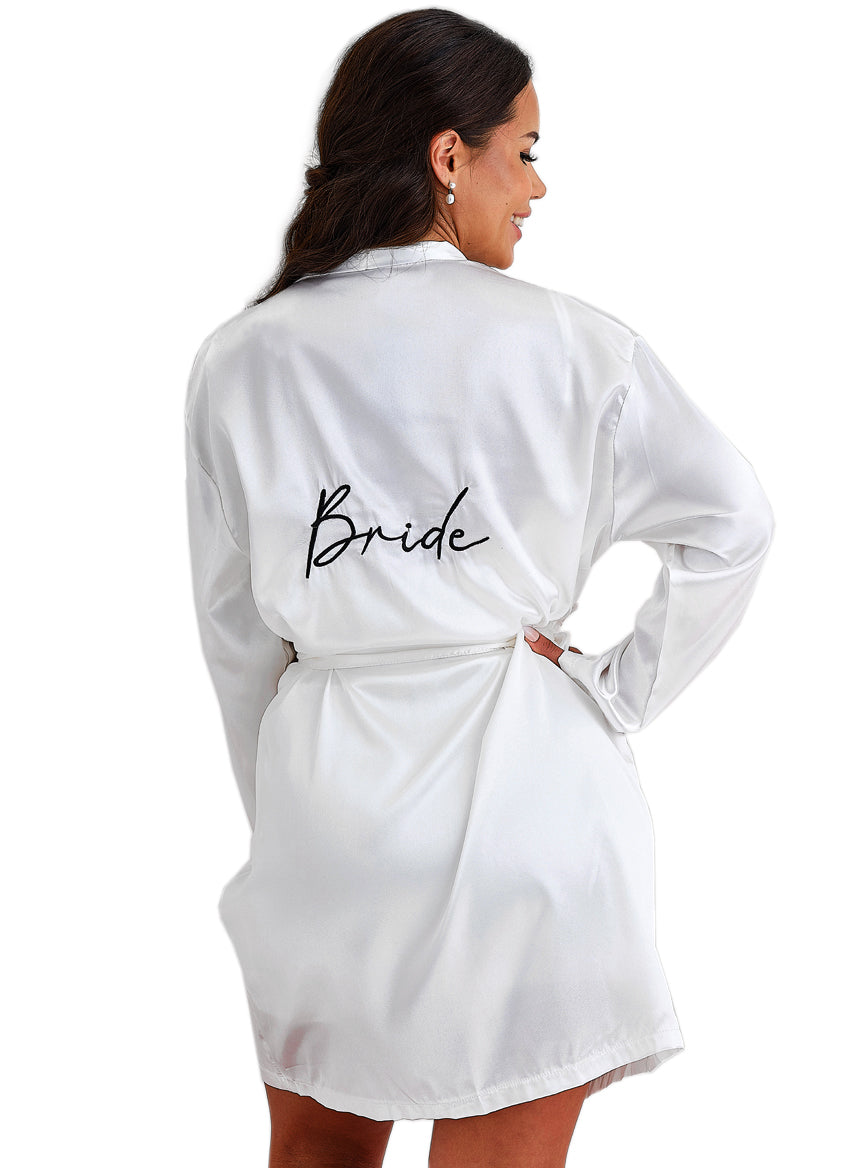 white satin wedding bridal robe - main image