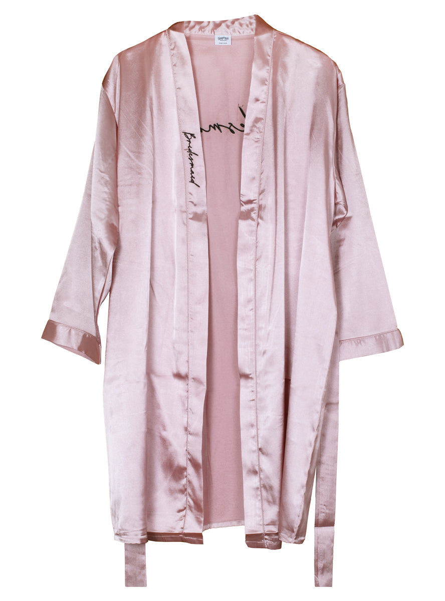 pink bridesmaids satin robe - alternative image