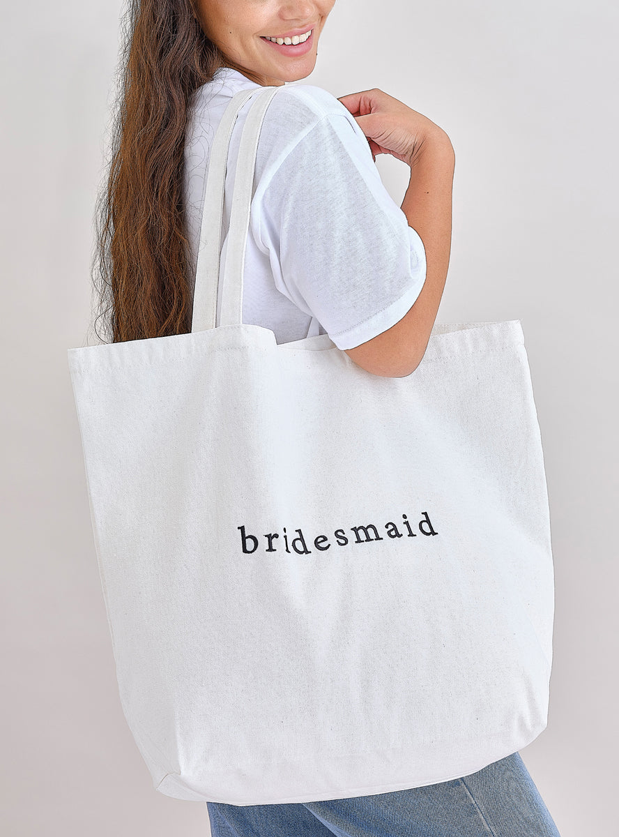 white bridesmaid large canvas tote bag - main image