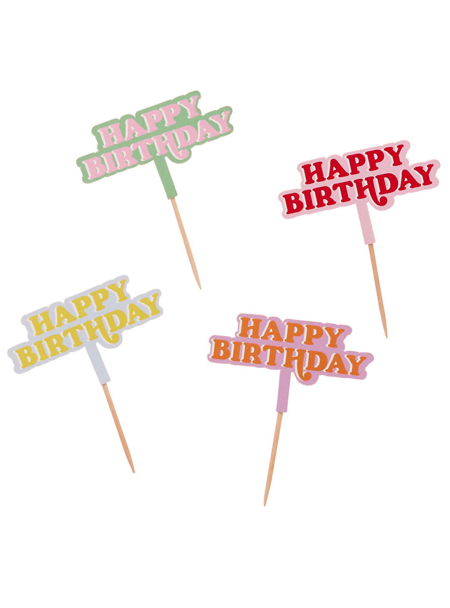 Bright Banquet 12 Pack Happy Birthday 9cm Food Picks — Alternative Image