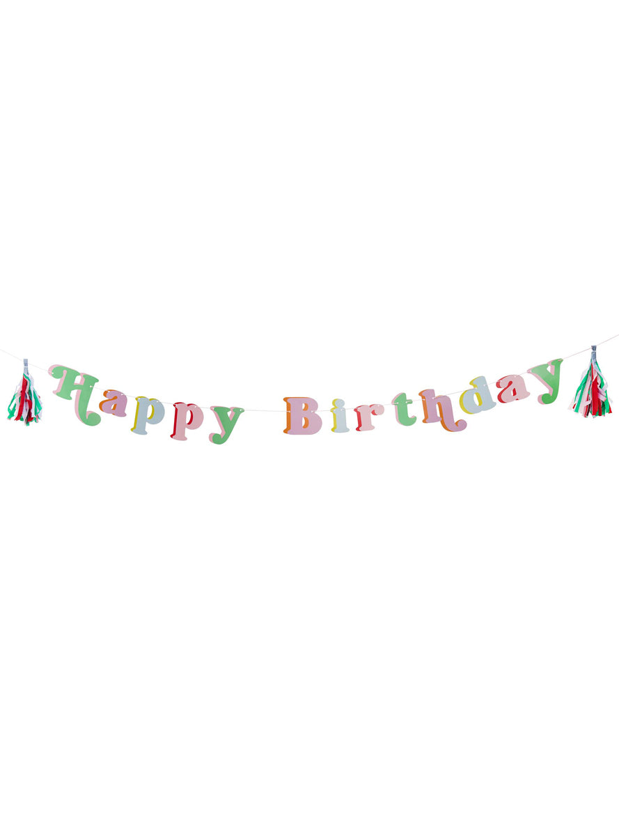 Bright Banquet 2m Long Rainbow Happy Birthday Banner — Main Image