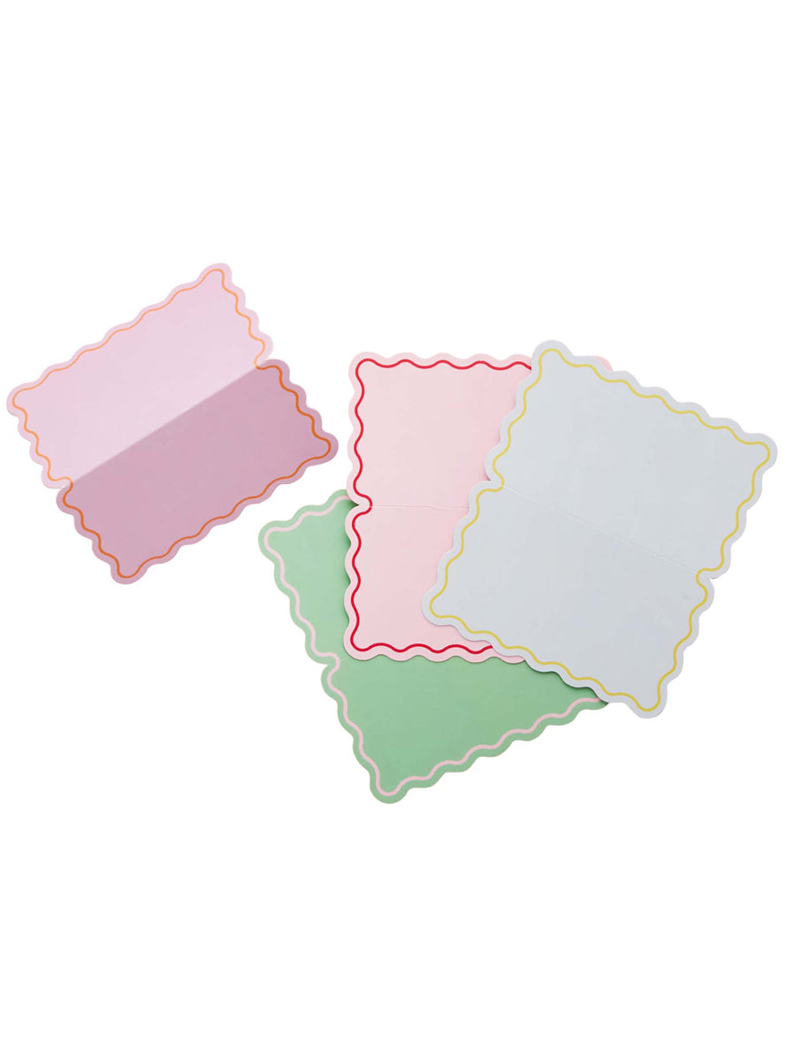 Bright Banquet 8 Pack Wavy Edge Assorted Coloured Place Cards — Main Image