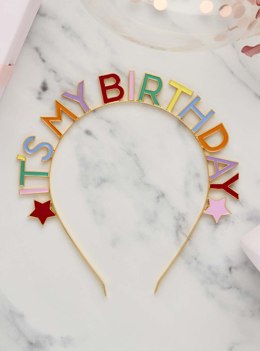 Bright Banquet Its My Birthday Rainbow Headband — Lifestyle Image 2