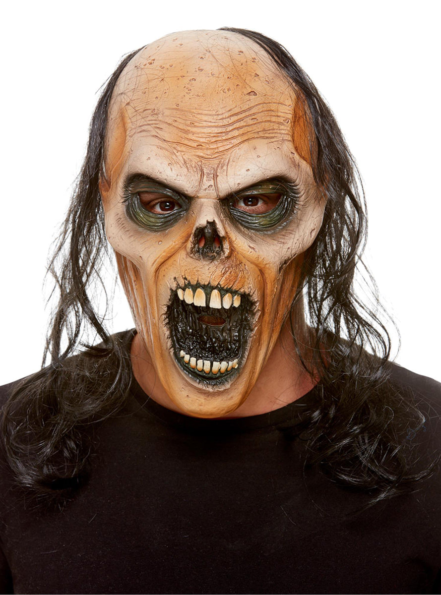 Mens Full Face Brown Decaying Zombie Halloween Mask - Main Image