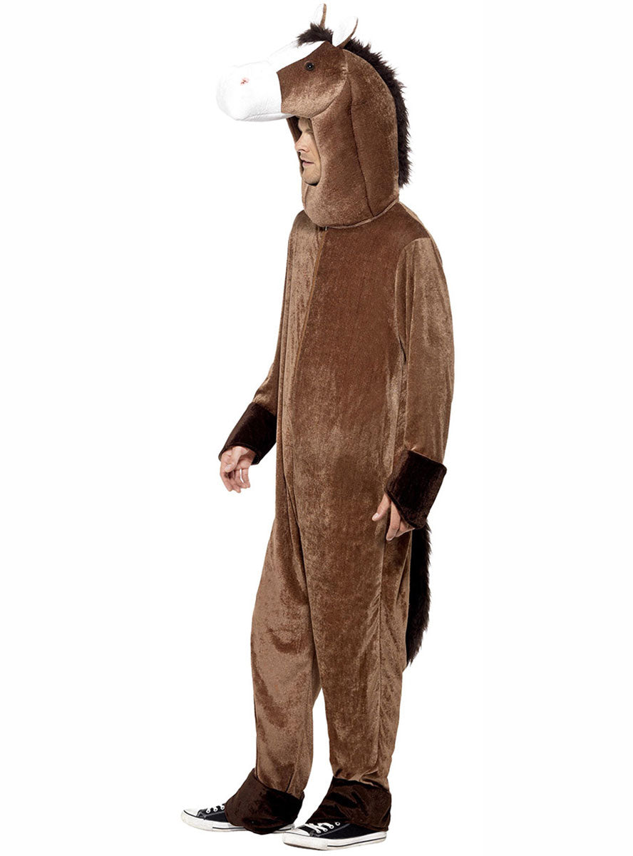 Image of Big Brown Horse Mens Animal Onesie Costume - Side View