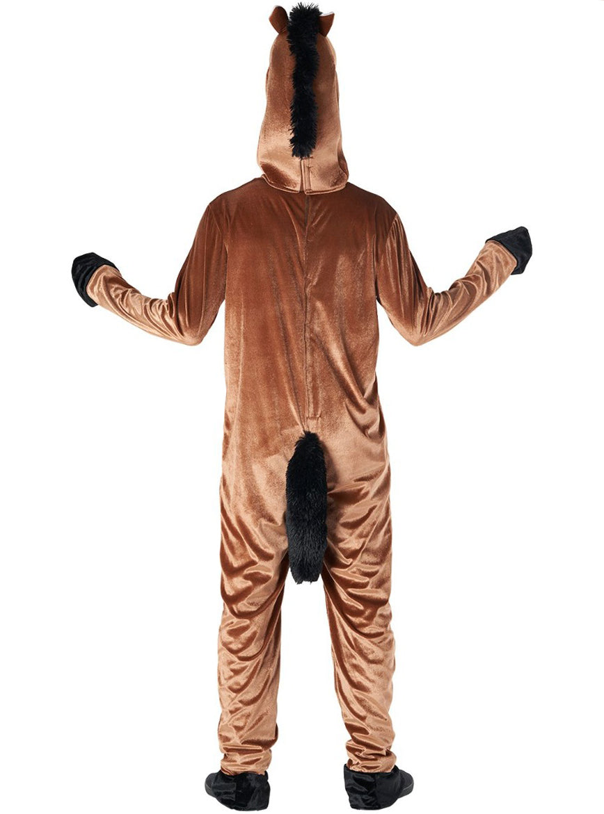 Plus Size Mens Brown Horse Costume - Back Image
