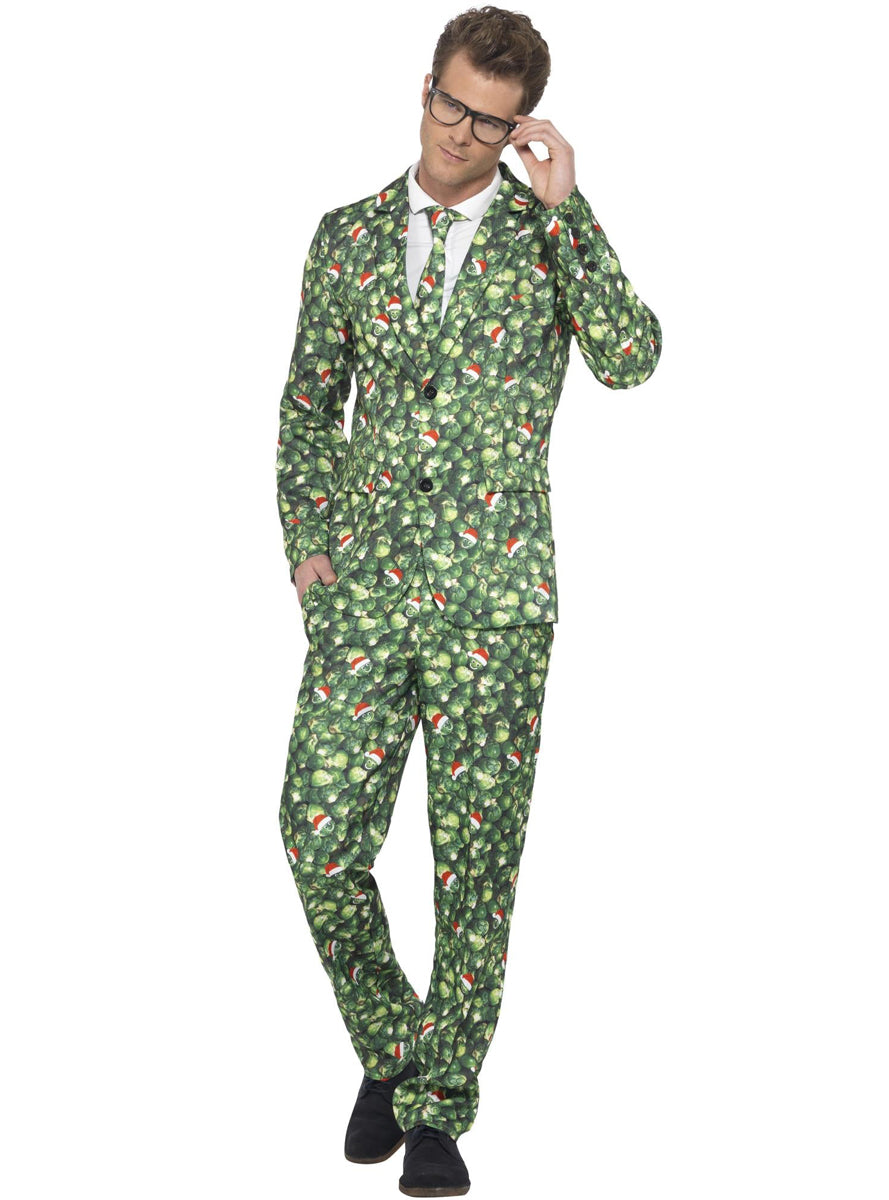 Mens Christmas Brussel Sprouts Funny Costume Suit - Alternate Front Image