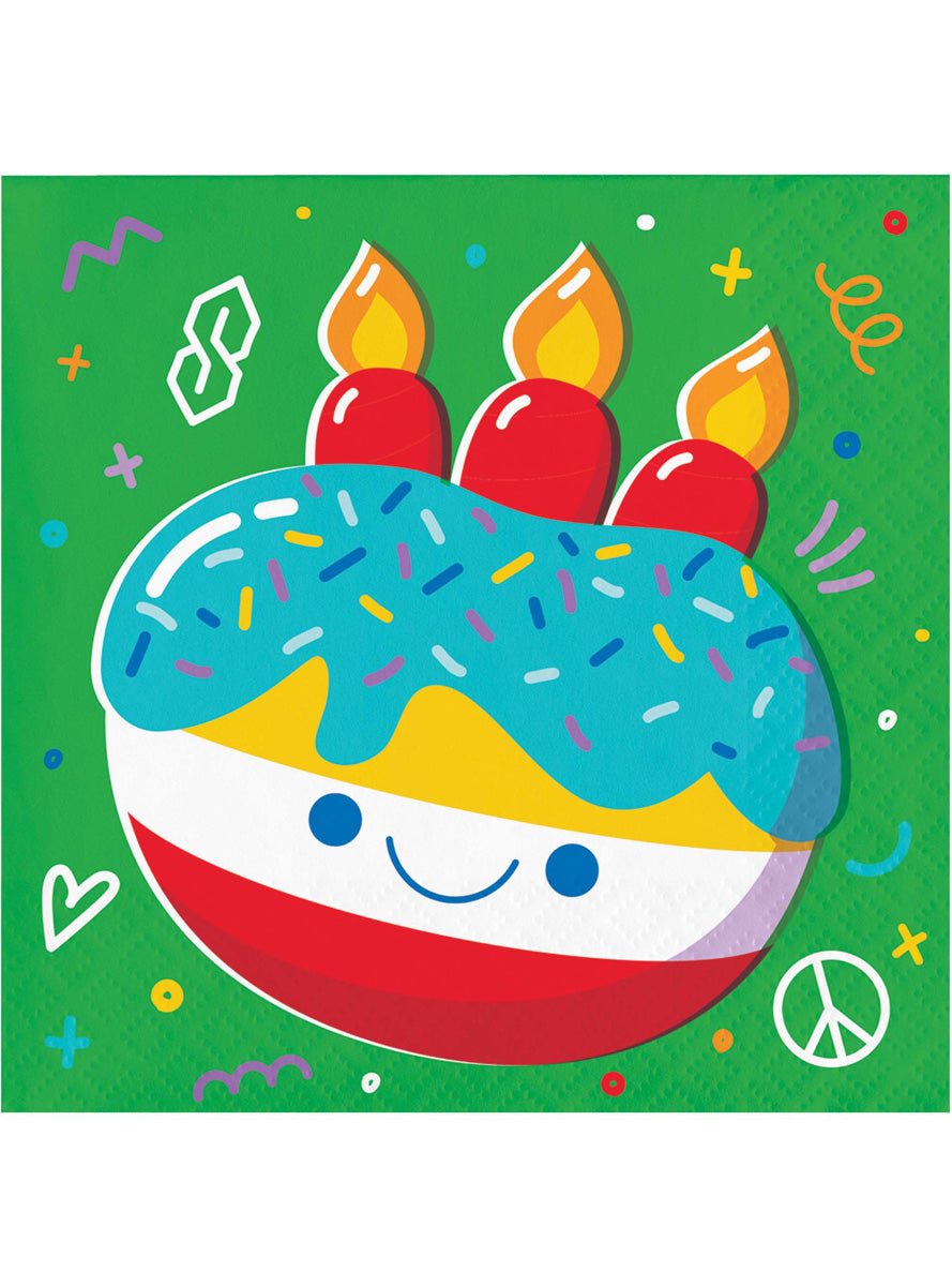 Bubbly Birthday 16 Pack Green Beverage Napkins – Main Image