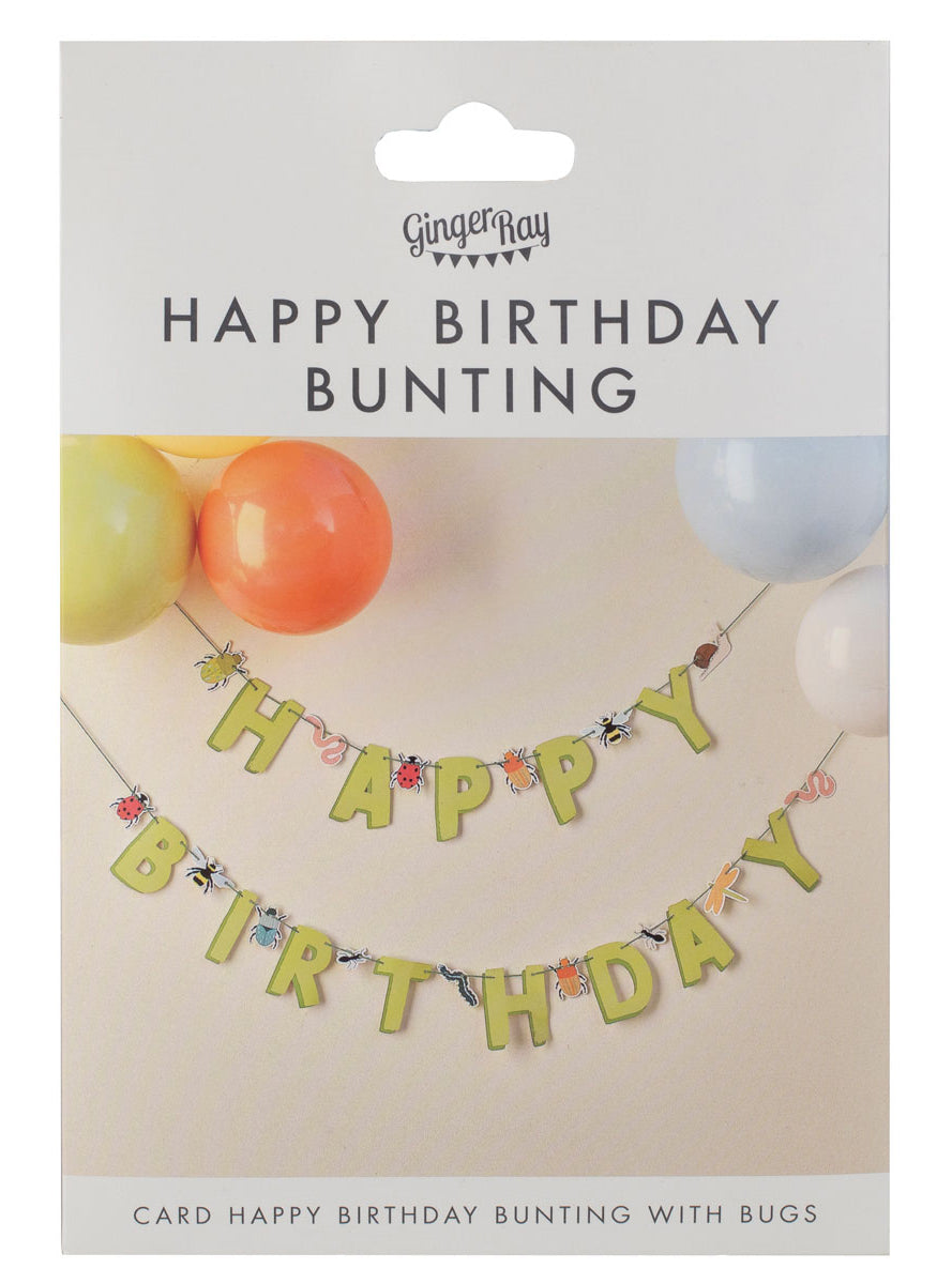 Bugging Out 150cm Long Happy Birthday Party Bunting - Packaging Image