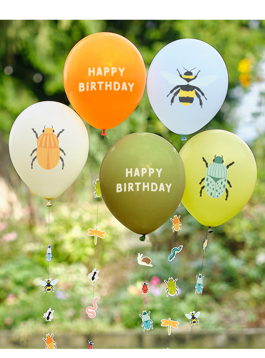 Bugging Out 5 Pack 30cm Latex Birthday Balloon Pack - Lifestyle Image