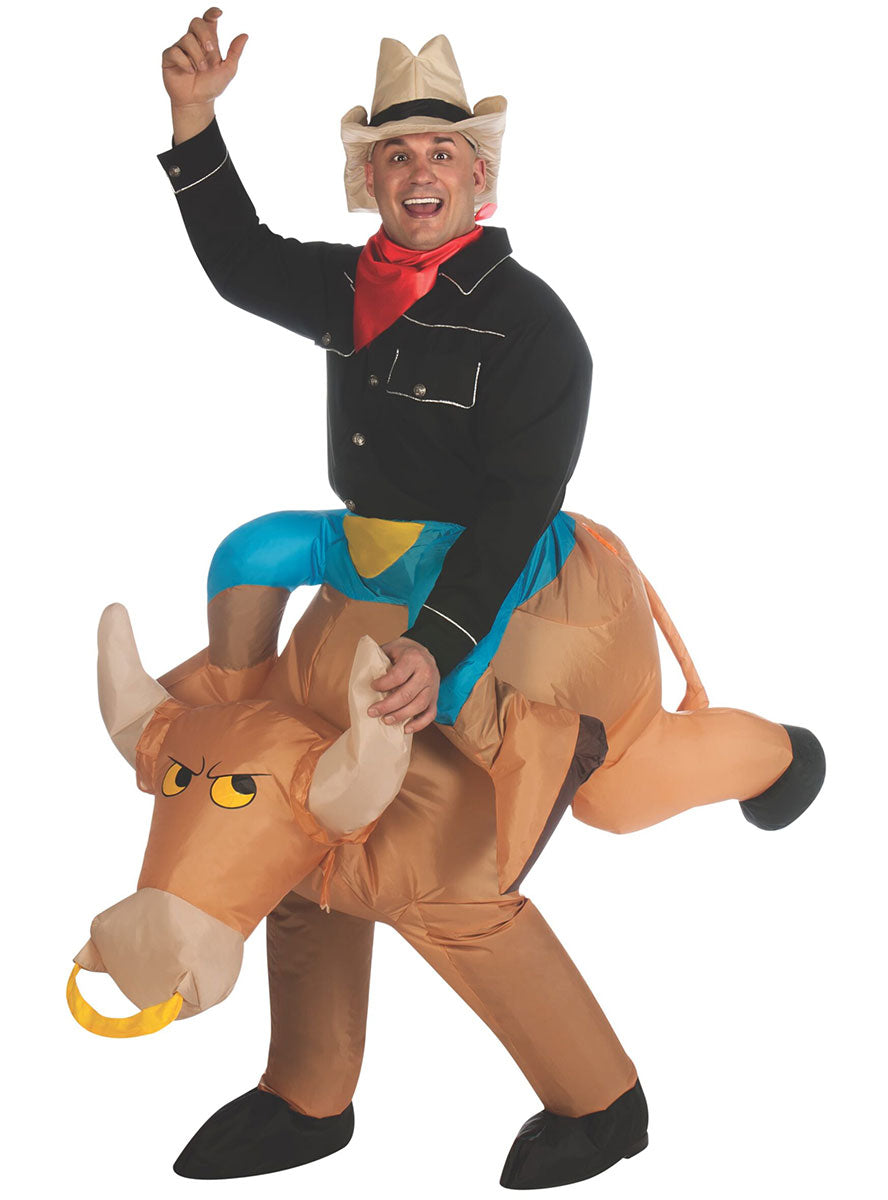 Bull Rider Inflatable Adults Rodeo Costume - Main Image