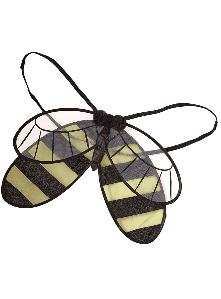 Deluxe Black And Yellow Girls Bumble Bee Costume Wings - Main Image