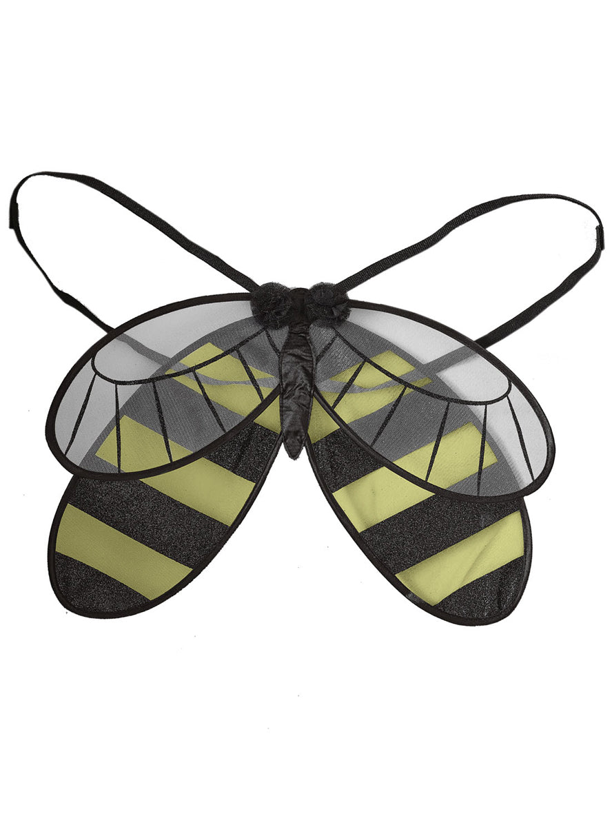 Deluxe Black And Yellow Girls Bumble Bee Costume Wings - Alternative Image 2