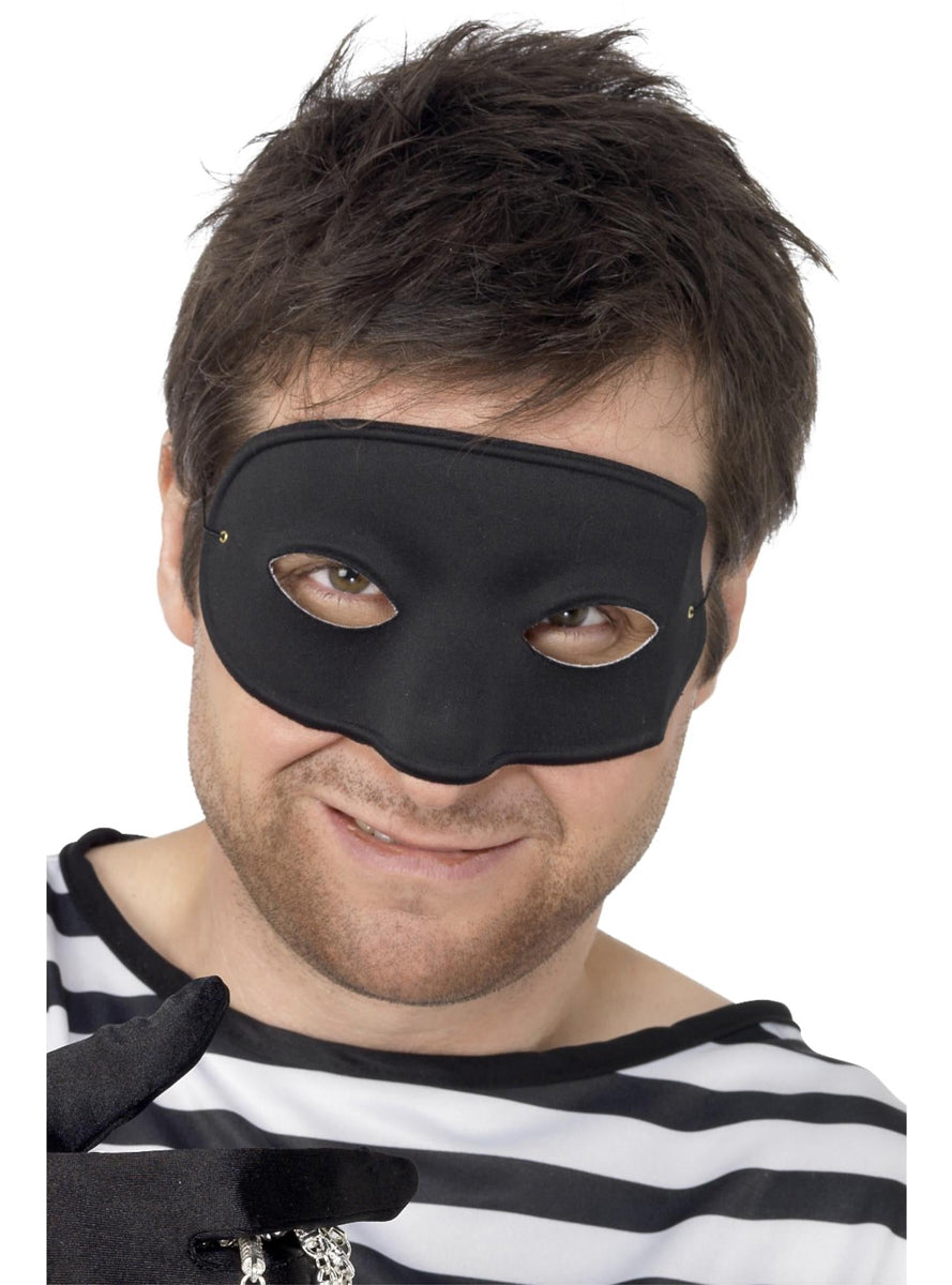 Simple Mens Black Robber Costume Mask - Main Image