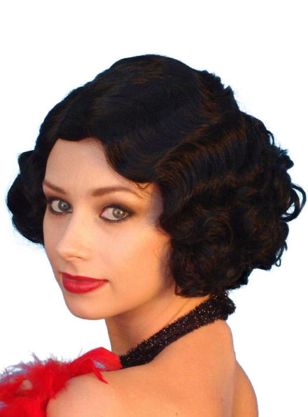 Womens Short Black Curly Cabaret Costume Wig