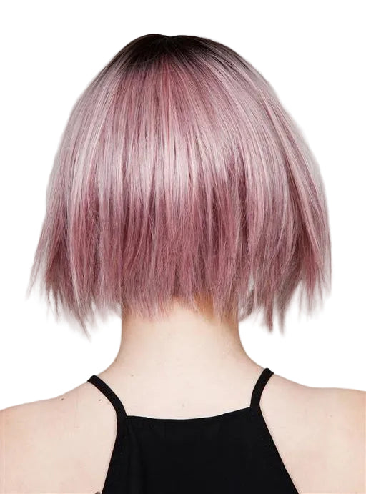 Callie Womens Deluxe Pink Ombre Pop Fashion Wig with Dark Roots - Back Image