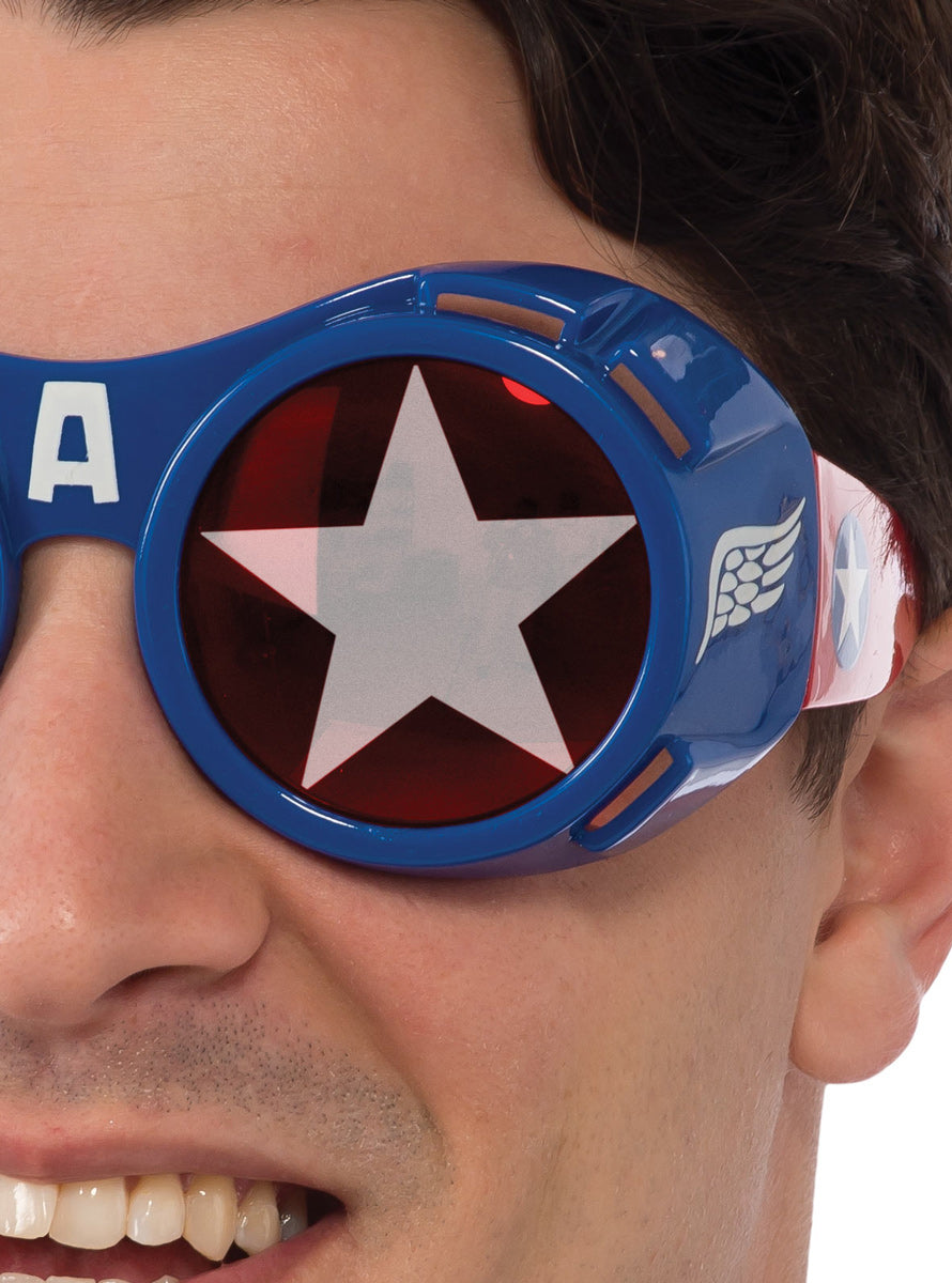 Mens Captain America Superhero Costume Goggles - Close Image