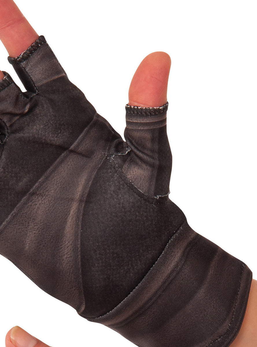 Kids Black Captain America Costume Gloves - Close Image
