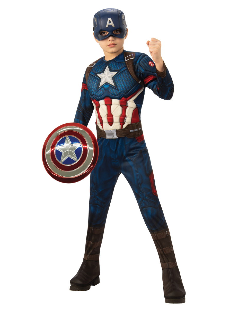 Premium Boys Captain America Muscle Chest Superhero Costume With Shield - Main Image
