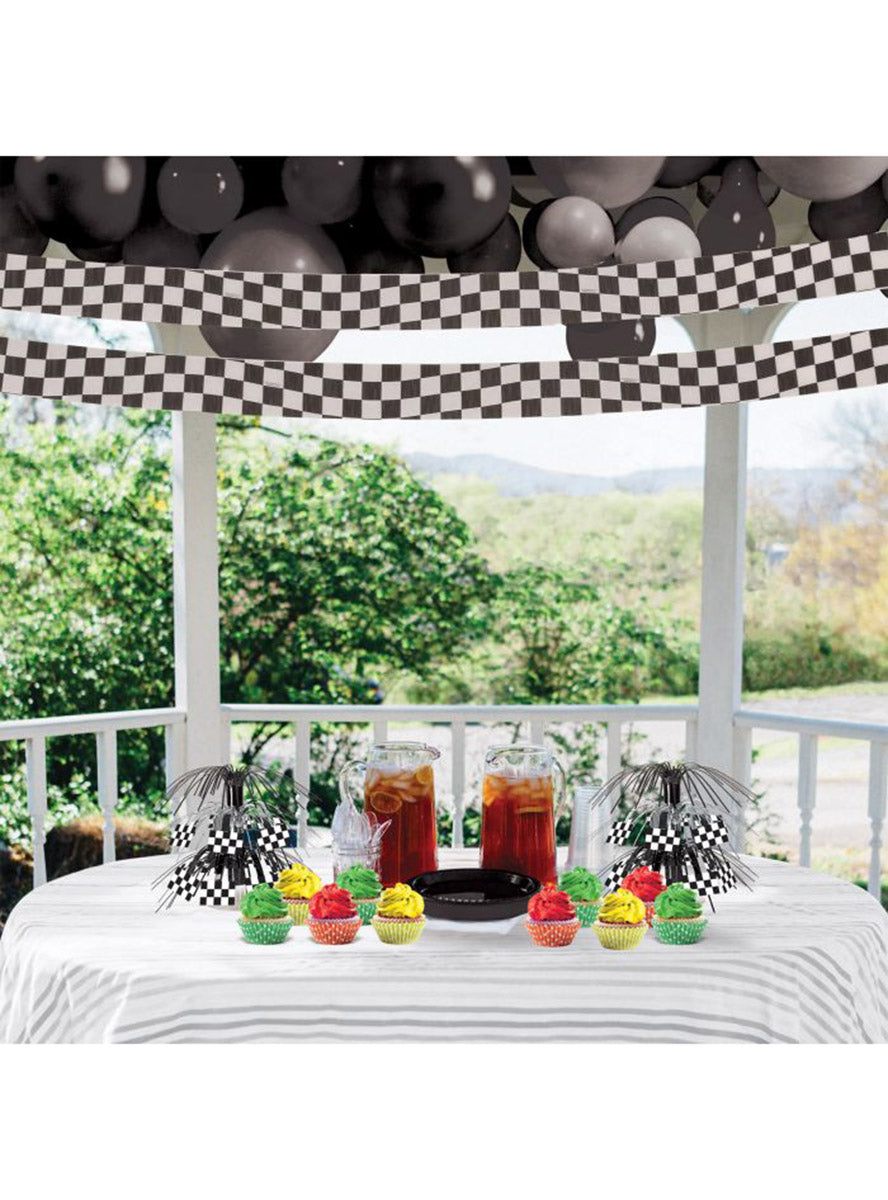 9m Checkered Black and White Streamer | Race Party Supplies