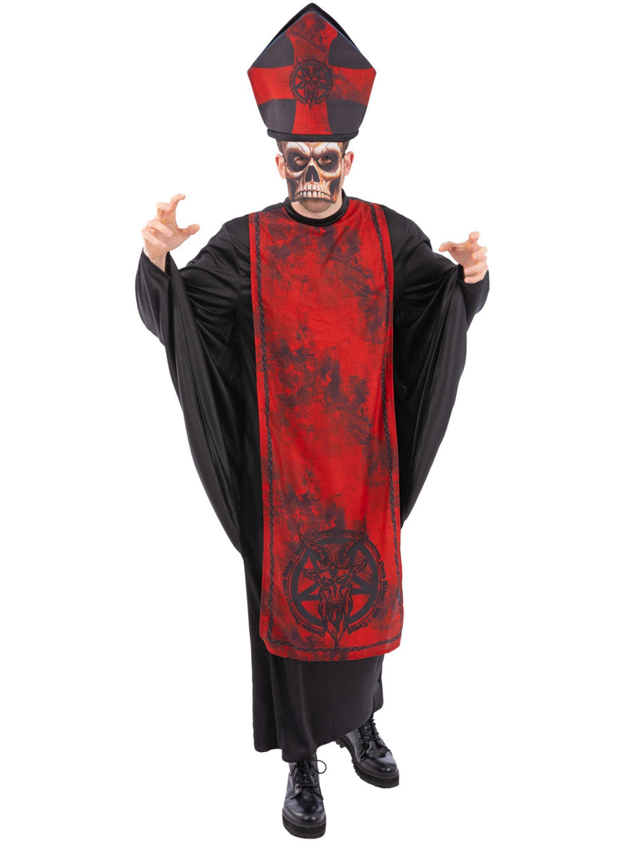 Evil Cardinal of Sin Mens Halloween Priest Costume - Alternate Image