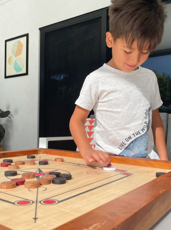 Carrom Junior 68cm Wooden Tabletop Board Game - Lifestyle Image 3
