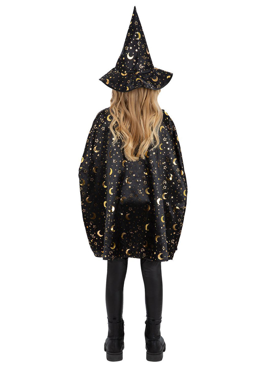 Girls halloween witch cape and hat costume set - Back image