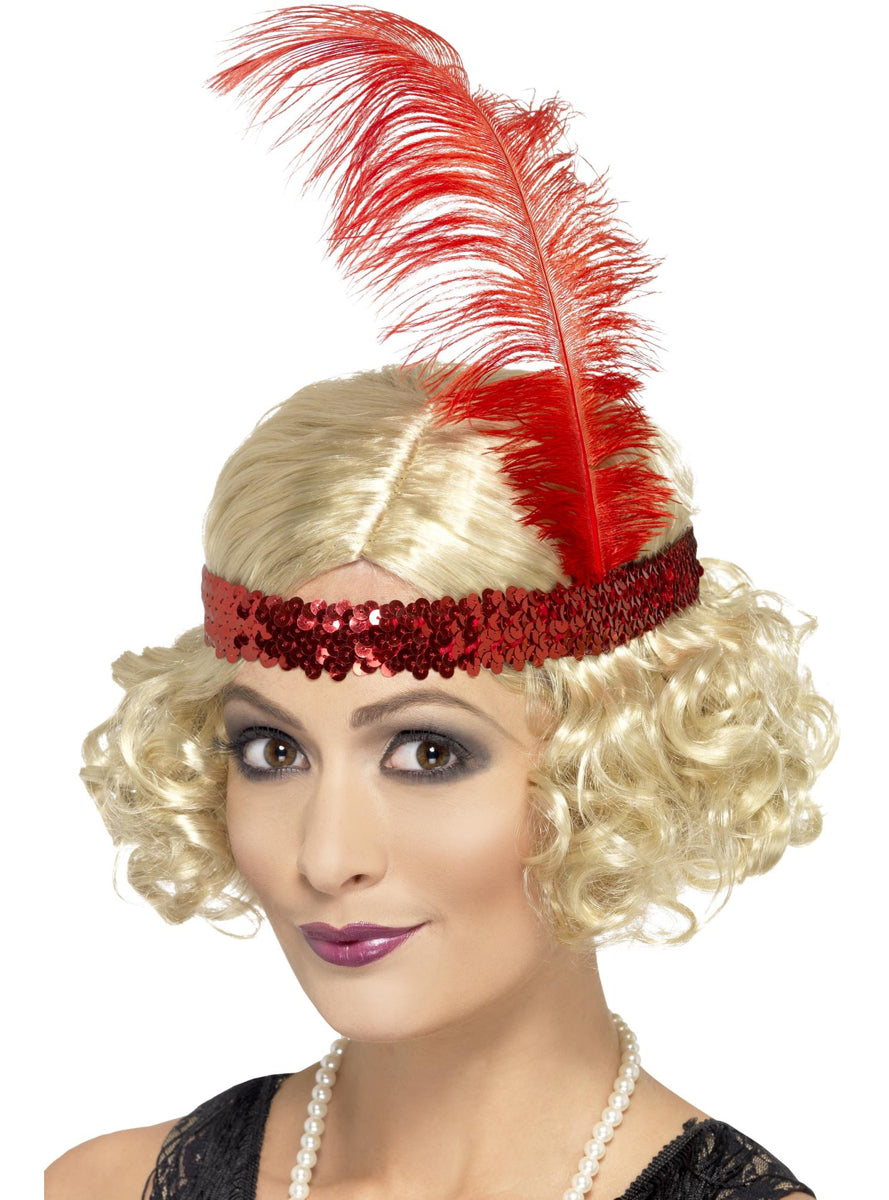 Womens Blonde Curly 1920s Flapper Costume Wig