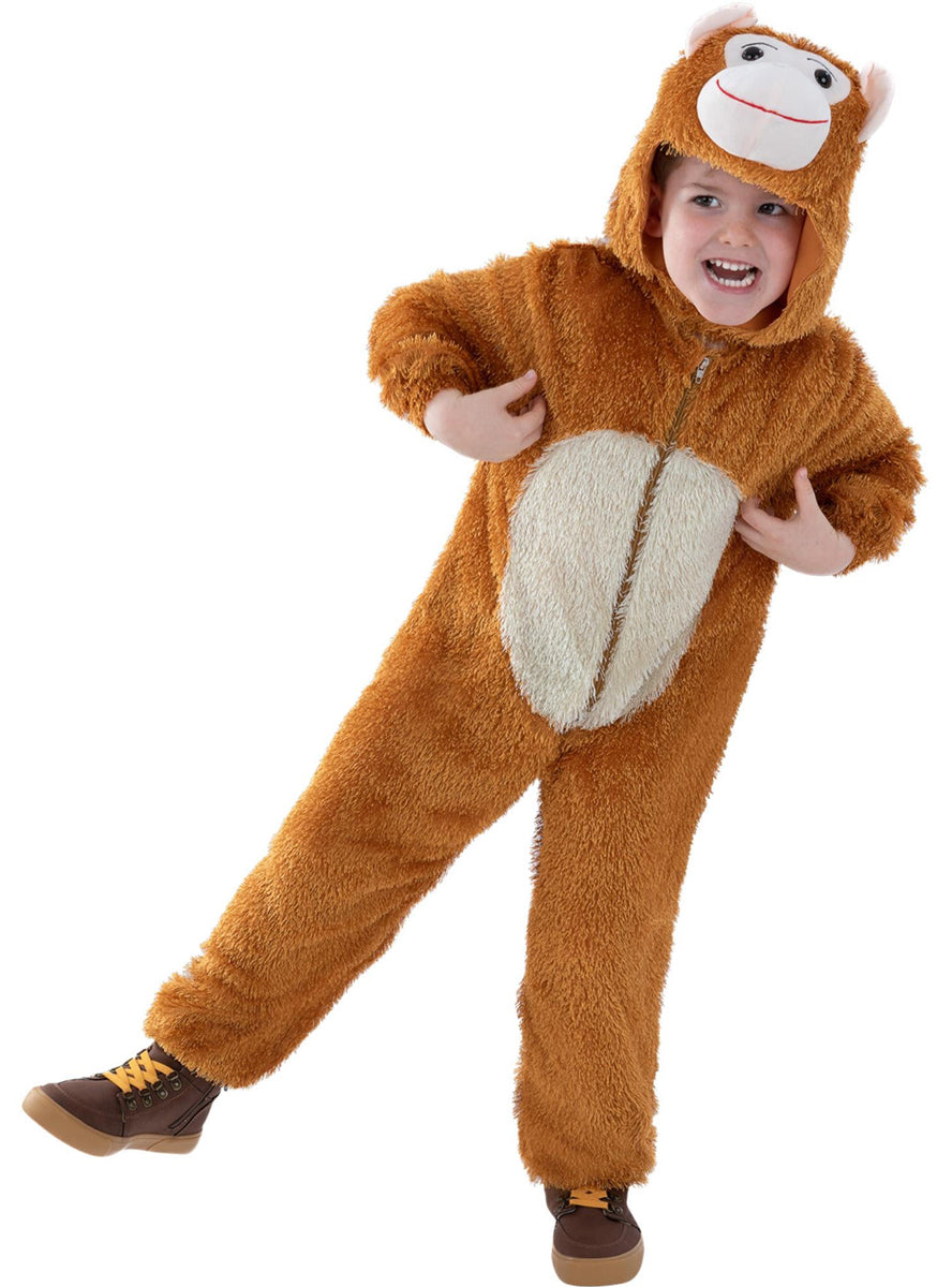 Kids brown monkey suit costume - Alternative image
