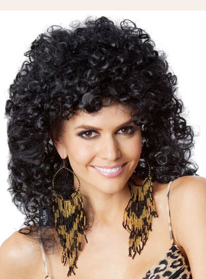 Cher Womens Black 80s Perm Curly Costume Wig - Main Image